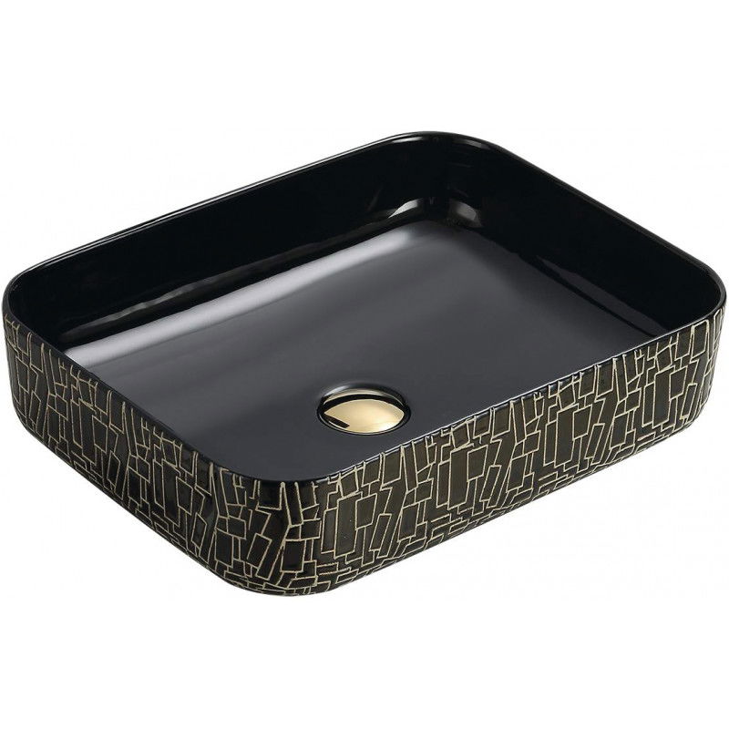 Mexen Lorita lavabo de comptoir 51 x 39 cm, Noir/Or - 22135163