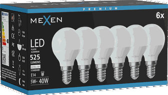 Mexen Nova 6x Ampoule LED E14, G45, 5W, Neutre - 4000K, 525 lm - L101-E14-0540-01x06