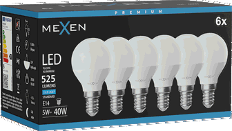 Mexen Nova 6x Ampoule LED E14, G45, 5W, Froid - 6500K, 525 lm - L101-E14-0565-01x06