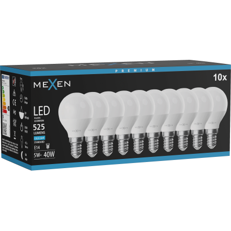 Mexen Nova 10x Ampoule LED E14, G45, 5W, Froid - 6500K, 525 lm - L101-E14-0565-01x10