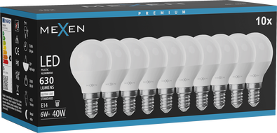 Mexen Nova 10x Ampoule LED E14, G45, 6W, Neutre - 4000K, 630 lm - L101-E14-0640-01x10