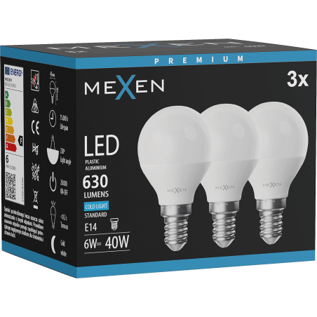 Mexen Nova 3x ampoule LED E14, G45, 6W, Froid - 6500K, 630 lm - L101-E14-0665-01x03