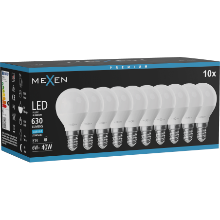Mexen Nova 10x Ampoule LED E14, G45, 6W, Froid - 6500K, 630 lm - L101-E14-0665-01x10