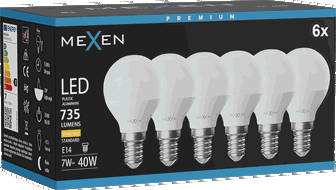 Mexen Nova 6x Ampoule LED E14, G45, 7W, Chaude - 3000K, 735 lm - L101-E14-0730-01x06