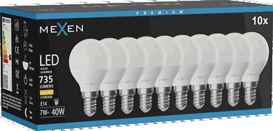 Mexen Nova 10x Ampoule LED E14, G45, 7W, Chaude - 3000K, 735 lm - L101-E14-0730-01x10