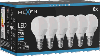Mexen Nova 6x Ampoule LED E14, G45, 7W, Froid - 6500K, 735 lm - L101-E14-0765-01x06