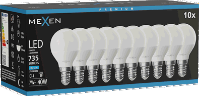 Mexen Nova 10x Ampoule LED E14, G45, 7W, Froid - 6500K, 735 lm - L101-E14-0765-01x10