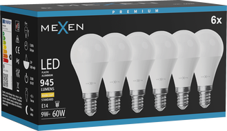 Mexen Nova 6x ampoule LED E14, G45, 9W, Chaude - 3000K, 945 lm - L101-E14-0930-01x06