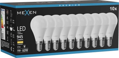 Mexen Nova 10x Ampoule LED E14, G45, 9W, Chaude - 3000K, 945 lm - L101-E14-0930-01x10