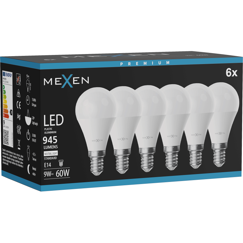 Mexen Nova 6x Ampoule LED E14, G45, 9W, Neutre - 4000K, 945 lm - L101-E14-0940-01x06