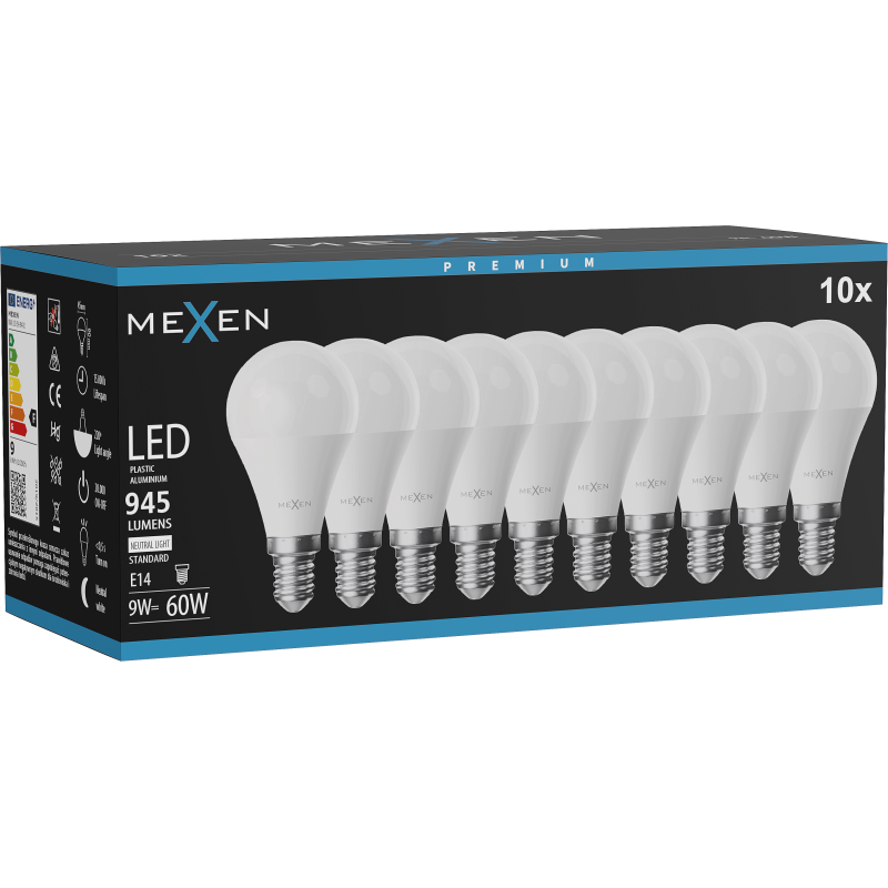 Mexen Nova 10x Ampoule LED E14, G45, 9W, Neutre - 4000K, 945 lm - L101-E14-0940-01x10