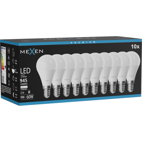Mexen Nova 10x Ampoule LED E14, G45, 9W, Neutre - 4000K, 945 lm - L101-E14-0940-01x10