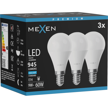 Mexen Nova 3x Ampoule LED E14, G45, 9W, Froide - 6500K, 945 lm - L101-E14-0965-01x03