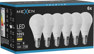 Mexen Nova 6x Ampoule LED E14, G45, 10W, Chaude - 3000K, 1055 lm - L101-E14-1030-01x06