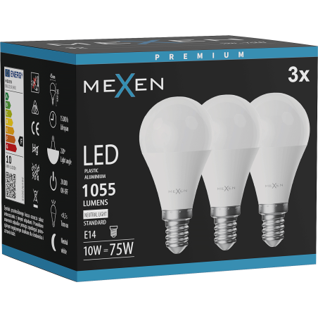 Mexen Nova 3x Ampoule LED E14, G45, 10W, Neutre - 4000K, 1055 lm - L101-E14-1040-01x03