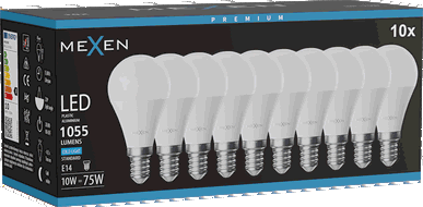 Mexen Nova 10x Ampoule LED E14, G45, 10W, Froid - 6500K, 1055 lm - L101-E14-1065-01x10