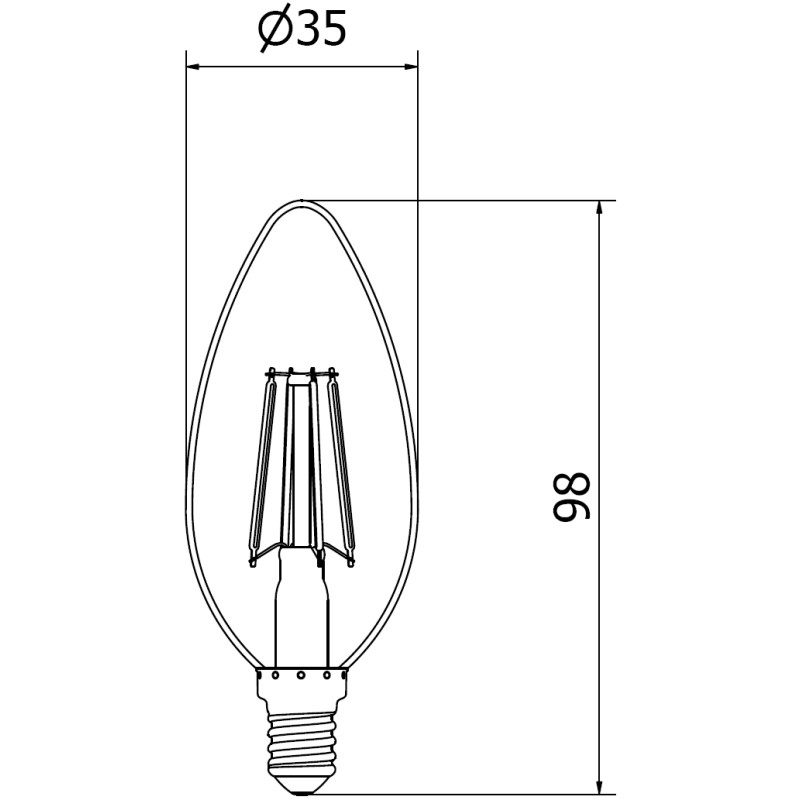 Mexen Vintis 10x Ampoule filament LED E14, C35, 4W, Chaude - 2700K, 470 lm, claire - L154-E14-0427-00x10