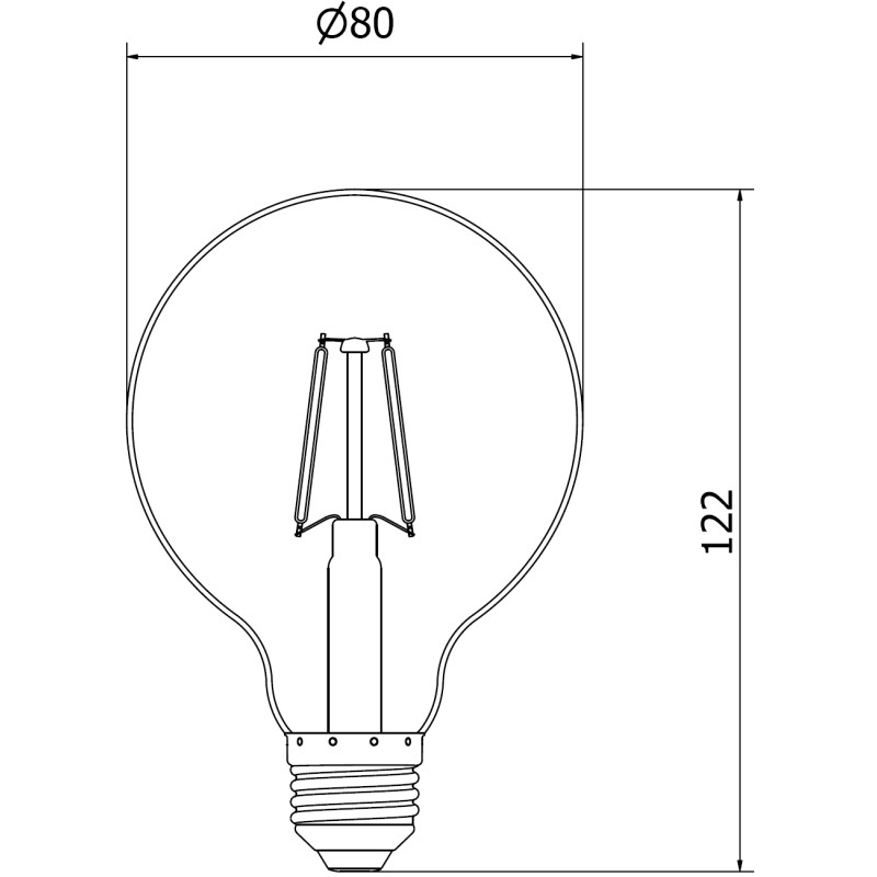 Mexen Vintis 6x Ampoule à filament LED E27, G80, 2W, Chaude - 2200K, 150 lm, fumée - L155-E27-0222-70x06