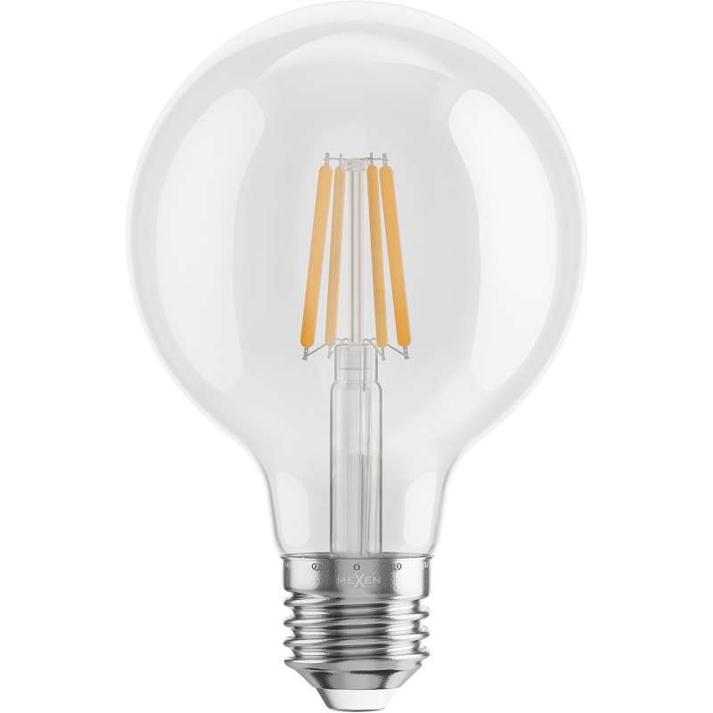 Mexen Vintis 6x Ampoule à filament LED E27, G80, 4W, Chaude - 2700K, 470 lm, claire - L155-E27-0427-00x06