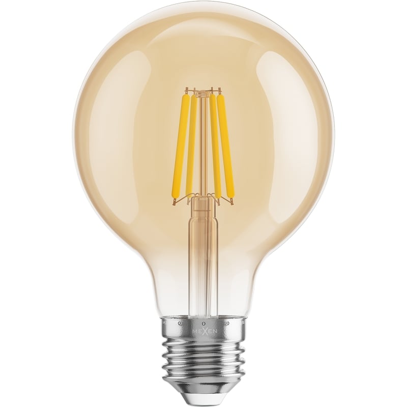 Mexen Vintis 6x Ampoule filament LED E27, G80, 4W, Chaude - 2700K, 400 lm, ambre - L155-E27-0427-50x06