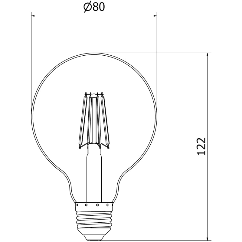 Mexen Vintis 6x Ampoule filament LED E27, G80, 4W, Chaude - 2700K, 400 lm, ambre - L155-E27-0427-50x06