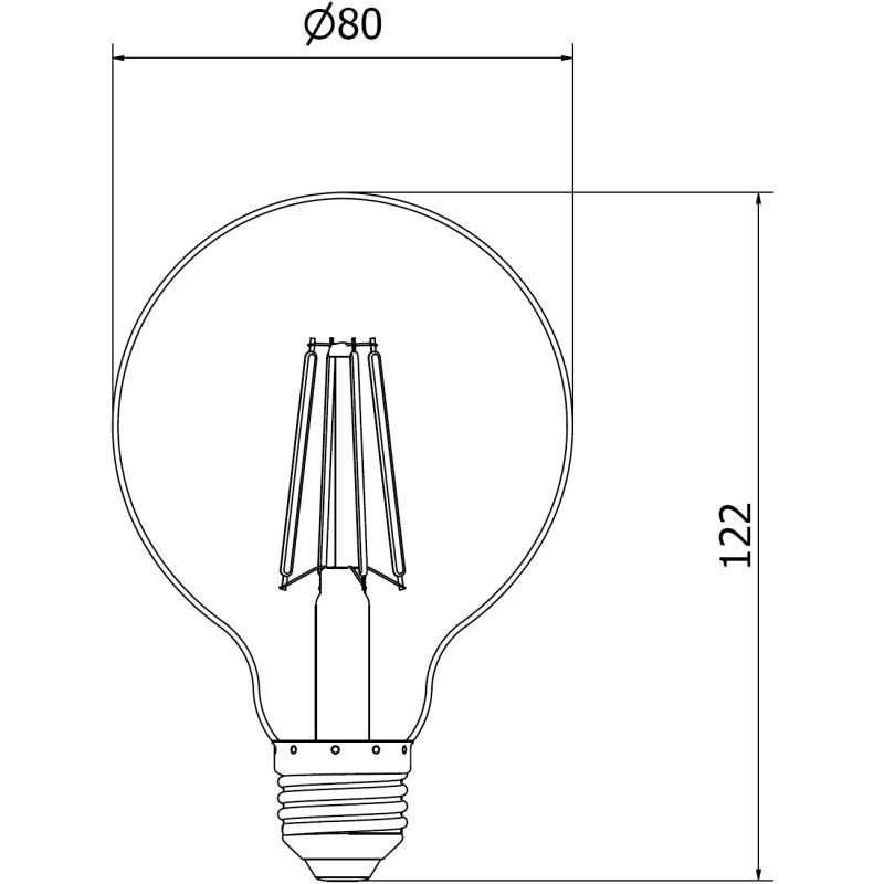 Mexen Vintis 10x Ampoule filament LED E27, G80, 8W, Chaude - 2700K, 750 lm, ambre - L155-E27-0827-50x10