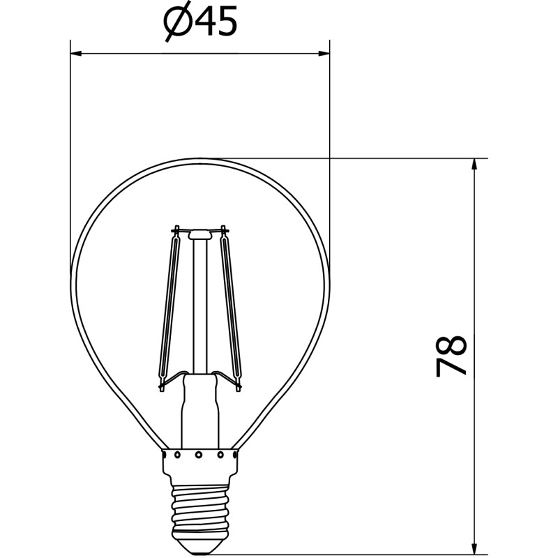 Mexen Vintis 6x Ampoule filament LED E14, G45, 2W, Chaude - 2700K, 240 lm, claire - L156-E14-0227-00x06