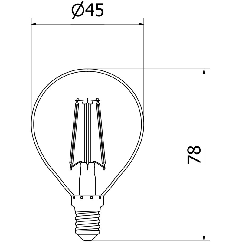 Mexen Vintis 6x Ampoule filament LED E14, G45, 4W, Froid - 6500K, 470 lm, clair - L156-E14-0465-00x06