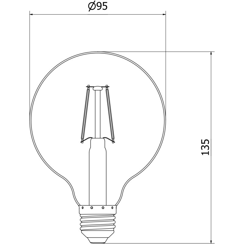 Mexen Vintis 10x Ampoule à filament LED E27, G95, 2W, Chaude - 2200K, 180 lm, ambre - L157-E27-0222-50x10