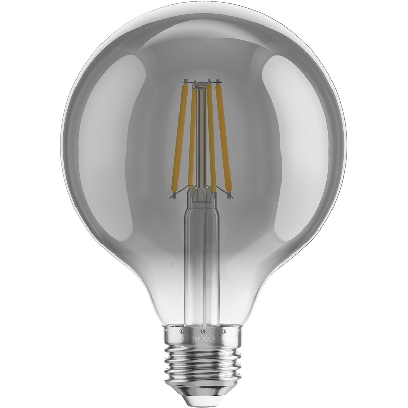 Mexen Vintis 6x Ampoule filament LED E27, G95, 4W, Chaude - 2200K, 280 lm, fumée - L157-E27-0422-70x06