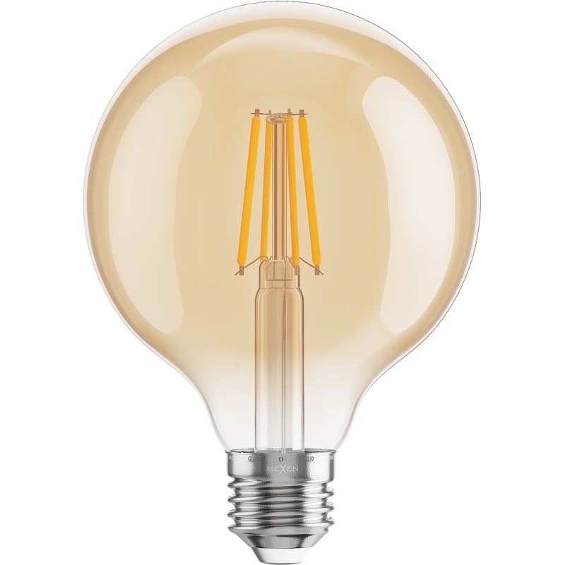 Mexen Vintis 10x Ampoule filament LED E27, G95, 6W, Chaud - 2700K, 600 lm, ambre - L157-E27-0627-50x10