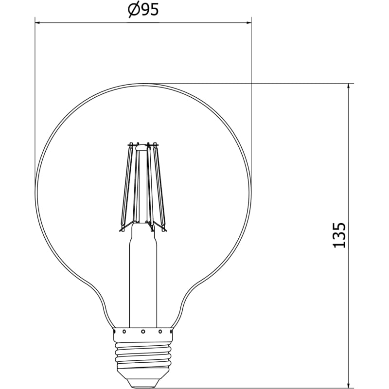 Mexen Vintis 6x Ampoule filament LED E27, G95, 6W, Neutre - 4000K, 720 lm, clair - L157-E27-0640-00x06