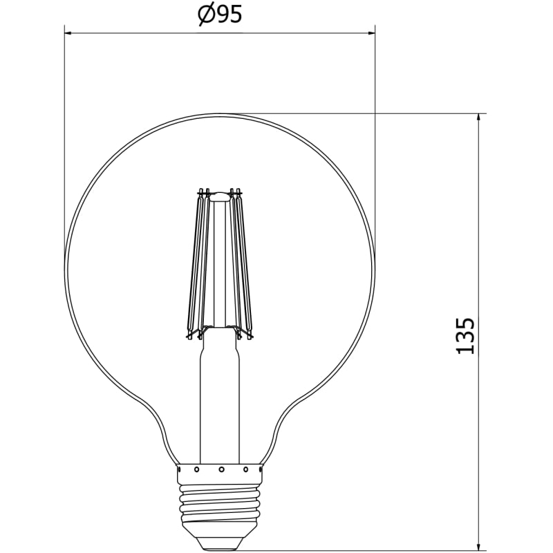 Mexen Vintis 10x Ampoule filament LED E27, G95, 8W, Chaude - 2700K, 680 lm, fumée - L157-E27-0827-70x10