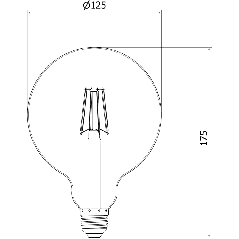 Mexen Vintis 6x Ampoule filament LED E27, G125, 6W, Chaude - 2700K, 510 lm, fumée - L158-E27-0627-70x06