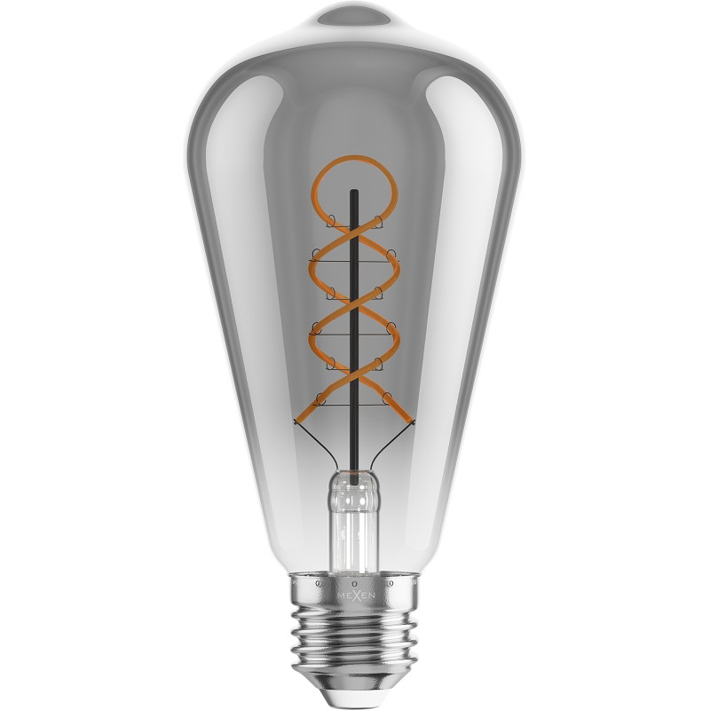 Mexen Vintis 3x Ampoule filament spirale LED E27, ST64, 4W, Chaude - 2200K, 220 lm, fumée - L162-E27-0422-70x03
