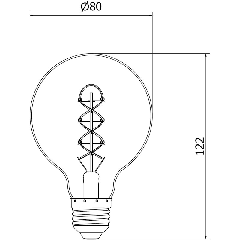 Mexen Vintis 3x Ampoule filament spirale LED E27, G80, 4W, Chaude - 2200K, 360 lm, ambre - L165-E27-0422-50x03
