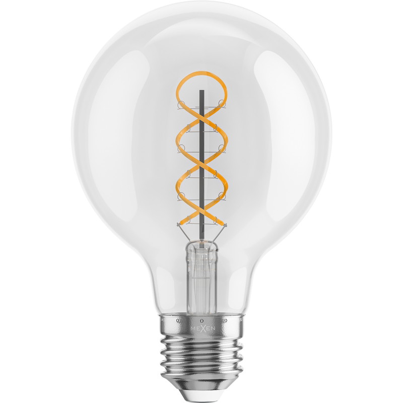 Mexen Vintis 3x ampoule LED filament spirale E27, G80, 6W, Chaude - 2700K, 630 lm, clair - L165-E27-0627-00x03