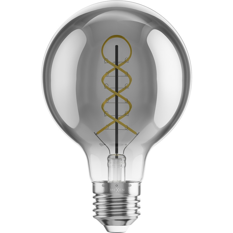 Mexen Vintis 3x Ampoule filament spirale LED E27, G80, 8W, Chaude - 2200K, 450 lm, fumée - L165-E27-0822-70x03