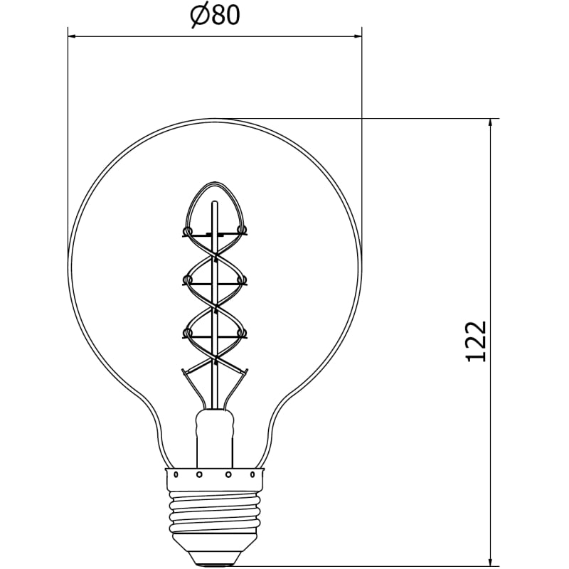 Mexen Vintis 3x Ampoule filament spirale LED E27, G80, 8W, Chaude - 2700K, 510 lm, fumée - L165-E27-0827-70x03