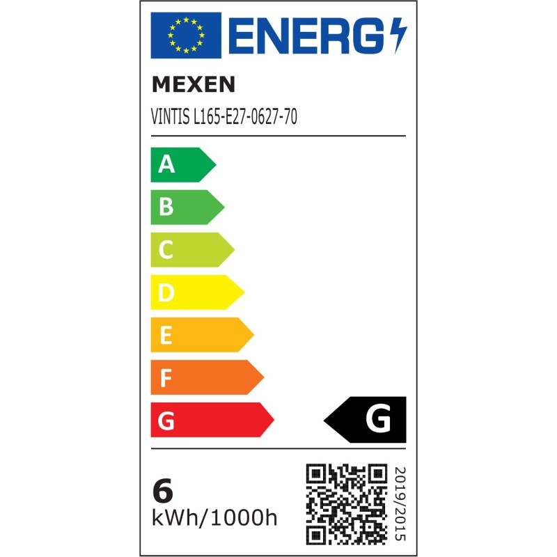 Mexen Vintis Ampoule filament spirale LED E27, G80, 6W, Chaude - 2700K, 400 lm, fumée - L165-E27-0627-70