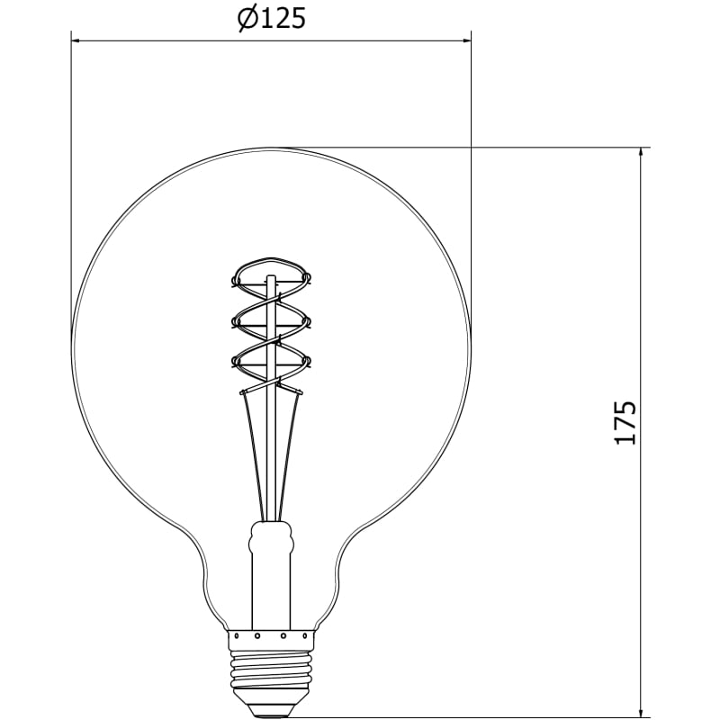 Mexen Vintis 3x Ampoule filament spirale LED E27, G125, 6W, Chaude - 2200K, 350 lm, fumée - L168-E27-0622-70x03