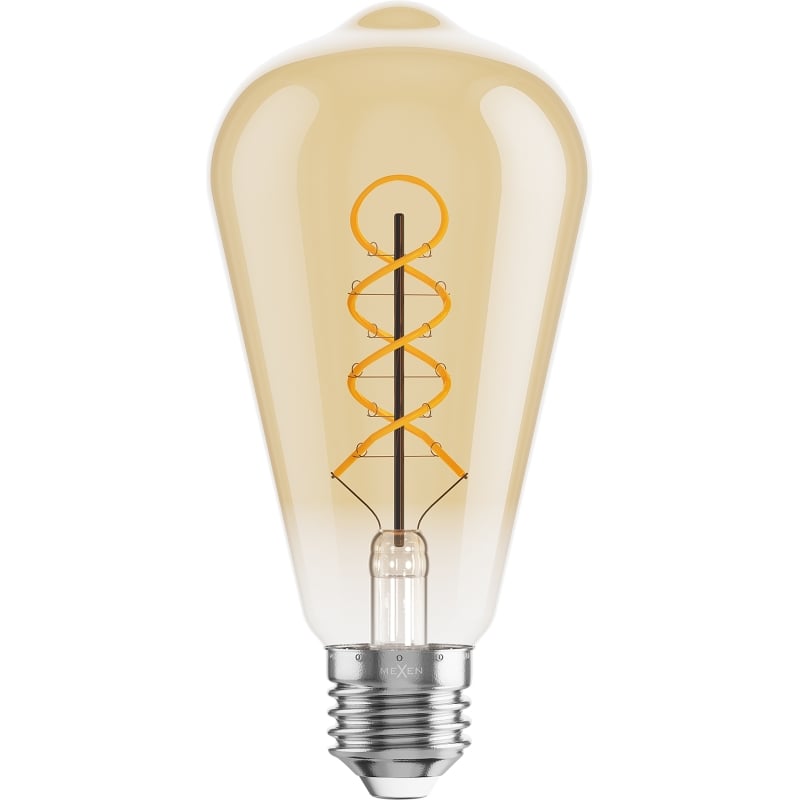 Mexen Vintis 6x Ampoule à filament spirale LED E27, ST64, 4W, Chaude - 2200K, 360 lm, ambre - L162-E27-0422-50x06