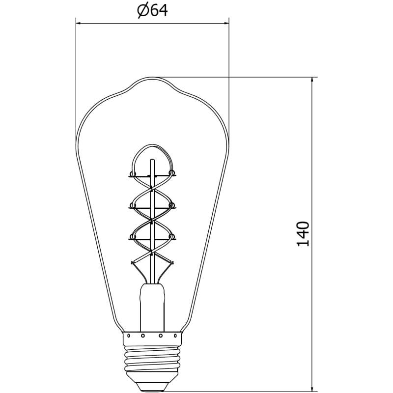 Mexen Vintis 10x Ampoule filament spirale LED E27, ST64, 6W, Chaud - 2700K, 530 lm, ambre - L162-E27-0627-50x10