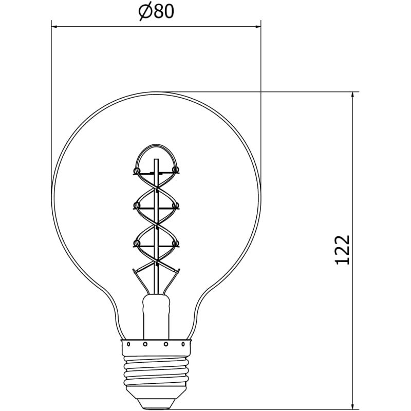 Mexen Vintis 6x Ampoule filament spirale LED E27, G80, 4W, Chaude - 2200K, 360 lm, ambre - L165-E27-0422-50x06
