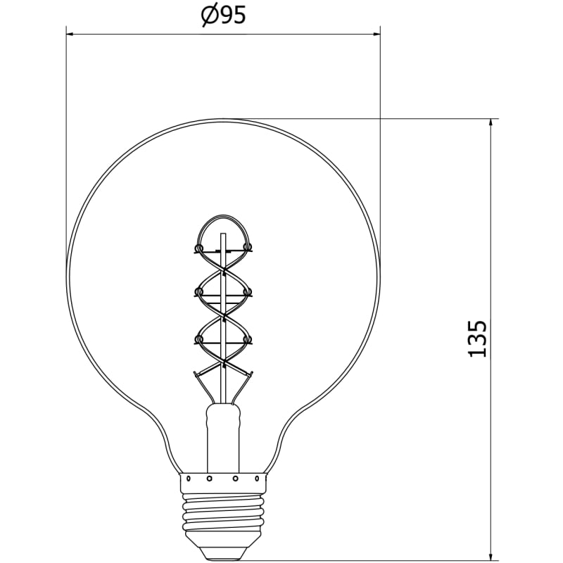 Mexen Vintis 6x Ampoule filament spirale LED E27, G95, 8W, Chaude - 2200K, 600 lm, ambre - L167-E27-0822-50x06