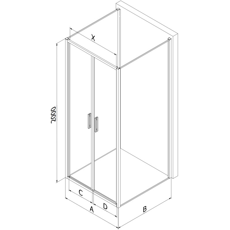 Mexen Exo-B Duo 3S cabine de douche à 3 parois pivotante 100 x 90 cm, transparent, chromé - 814-100-090-01-00-3S