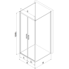 Mexen Exo-B Duo 3S cabine de douche 3 parois à charnières 90 x 100 cm, transparent, dorée - 814-090-100-50-00-3S