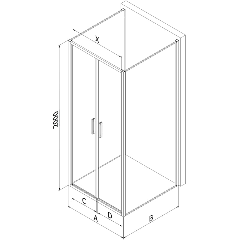 Mexen Exo-B Duo 3S cabine de douche 3 parois pivotante 110 x 75 cm, transparent, or - 814-110-075-50-00-3S