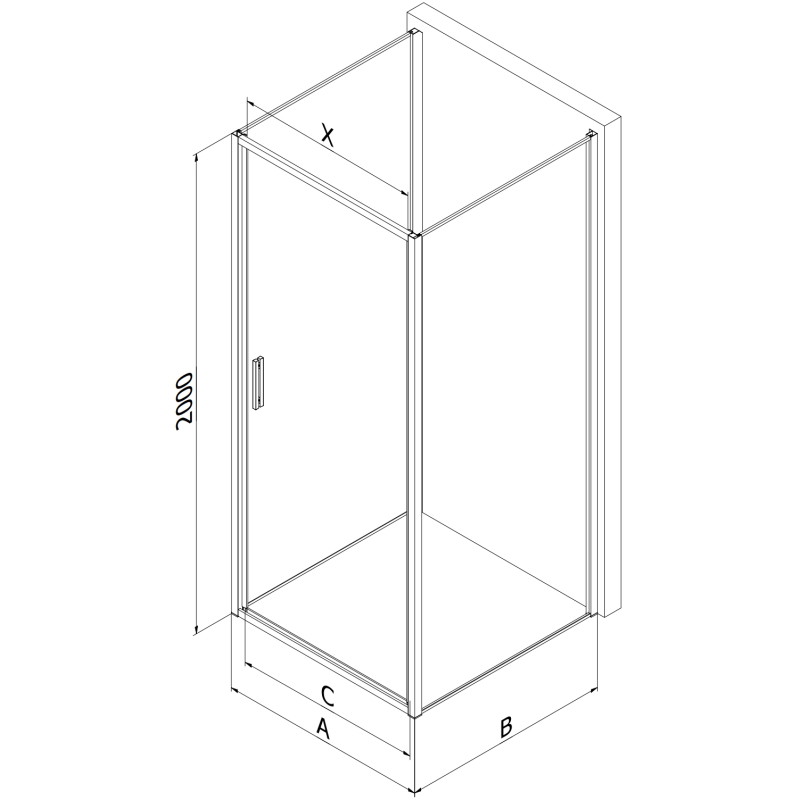 Mexen Exo-B 3S cabine de douche à 3 parois pliante 90 x 80 cm, transparent, dorée - 817-090-080-50-00-3S