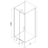 Mexen Exo-R 3S cabine de douche à 3 parois, avec porte battante 140 x 75 cm, transparent, doré - 819-140-075-50-00-3S